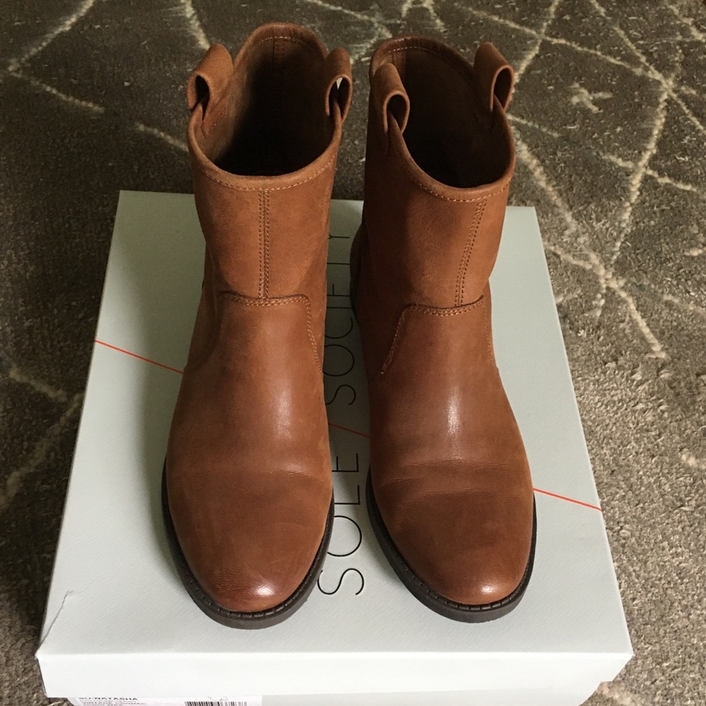 (Reserved) Sole Society Cognac Leather Bootie